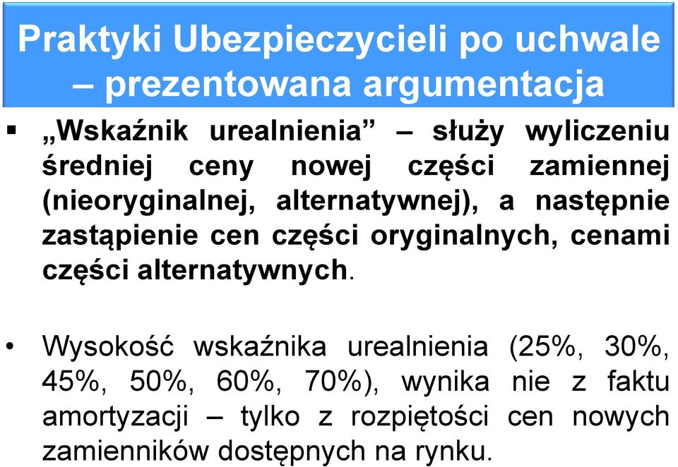 części oryginalnych, cenami części alternatywnych.