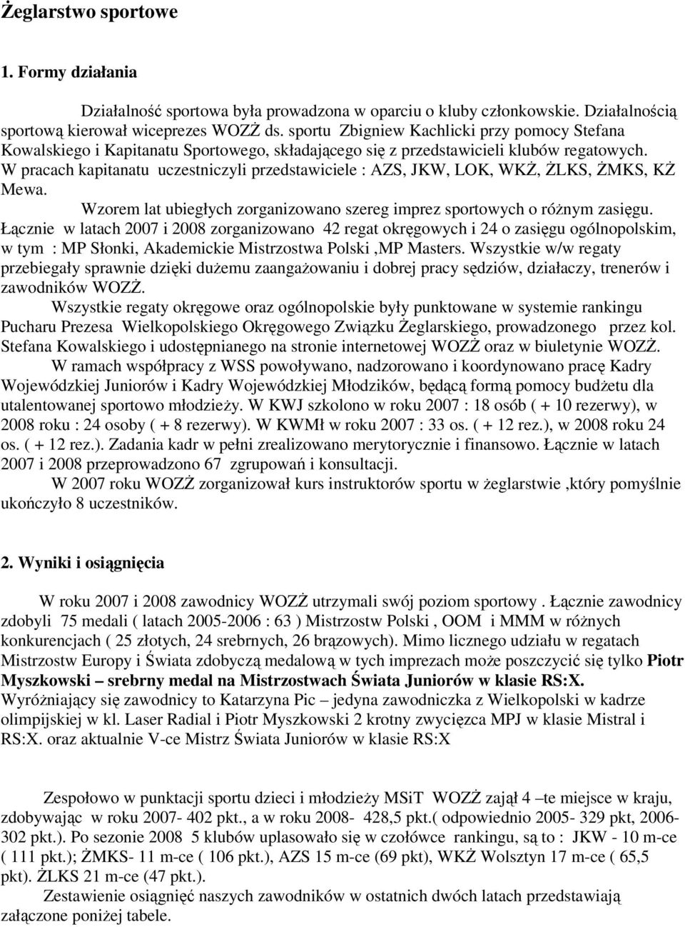 W pracach kapitanatu uczestniczyli przedstawiciele : AZS, JKW, LOK, WKŻ, ŻLKS, ŻMKS, KŻ Mewa. Wzorem lat ubiegłych zorganizowano szereg imprez sportowych o różnym zasięgu.