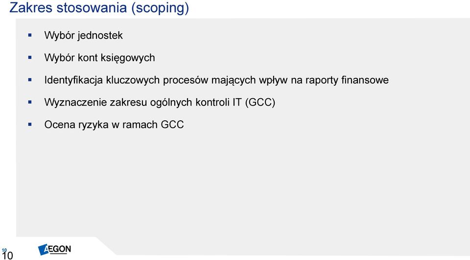 mających wpływ na raporty finansowe Wyznaczenie