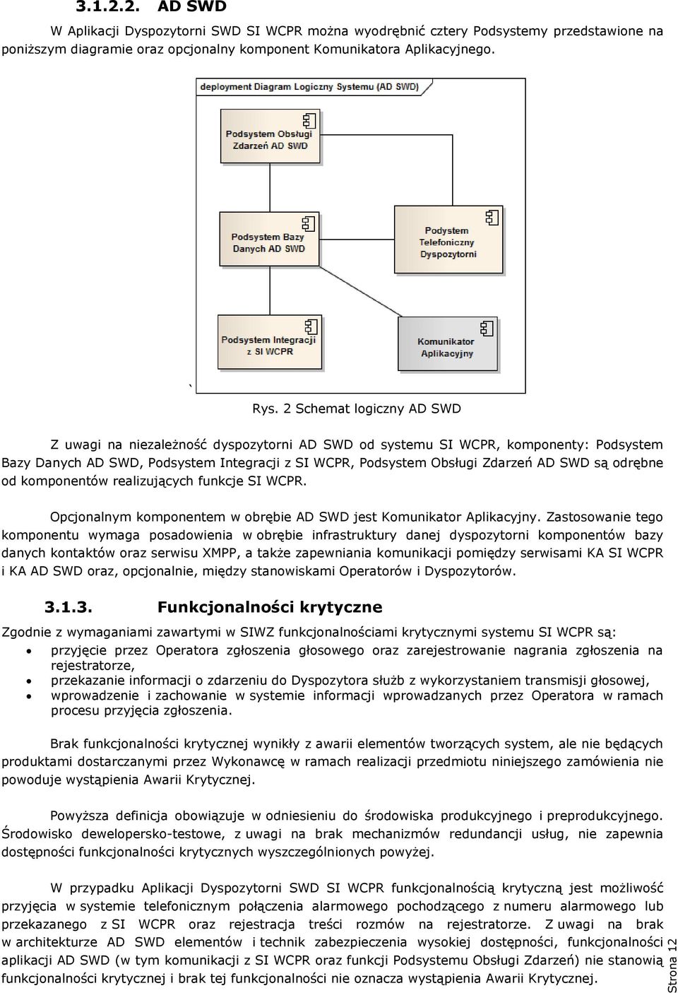 odrębne od komponentów realizujących funkcje SI WCPR. Opcjonalnym komponentem w obrębie AD SWD jest Komunikator Aplikacyjny.