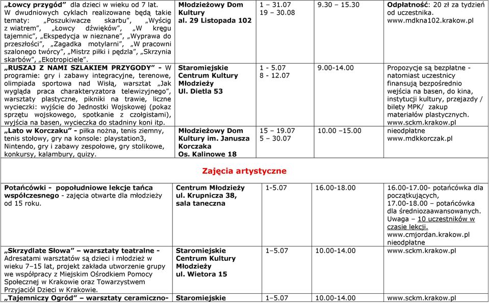 pracowni szalonego twórcy, Mistrz piłki i pędzla, Skrzynia skarbów, Ekotropiciele.