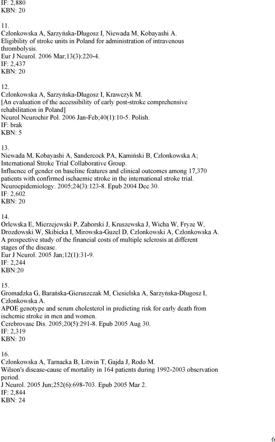 [An evaluation of the accessibility of early post-stroke comprehensive rehabilitation in Poland] Neurol Neurochir Pol. 2006 Jan-Feb;40(1):10-5. Polish. KBN: 5 13.