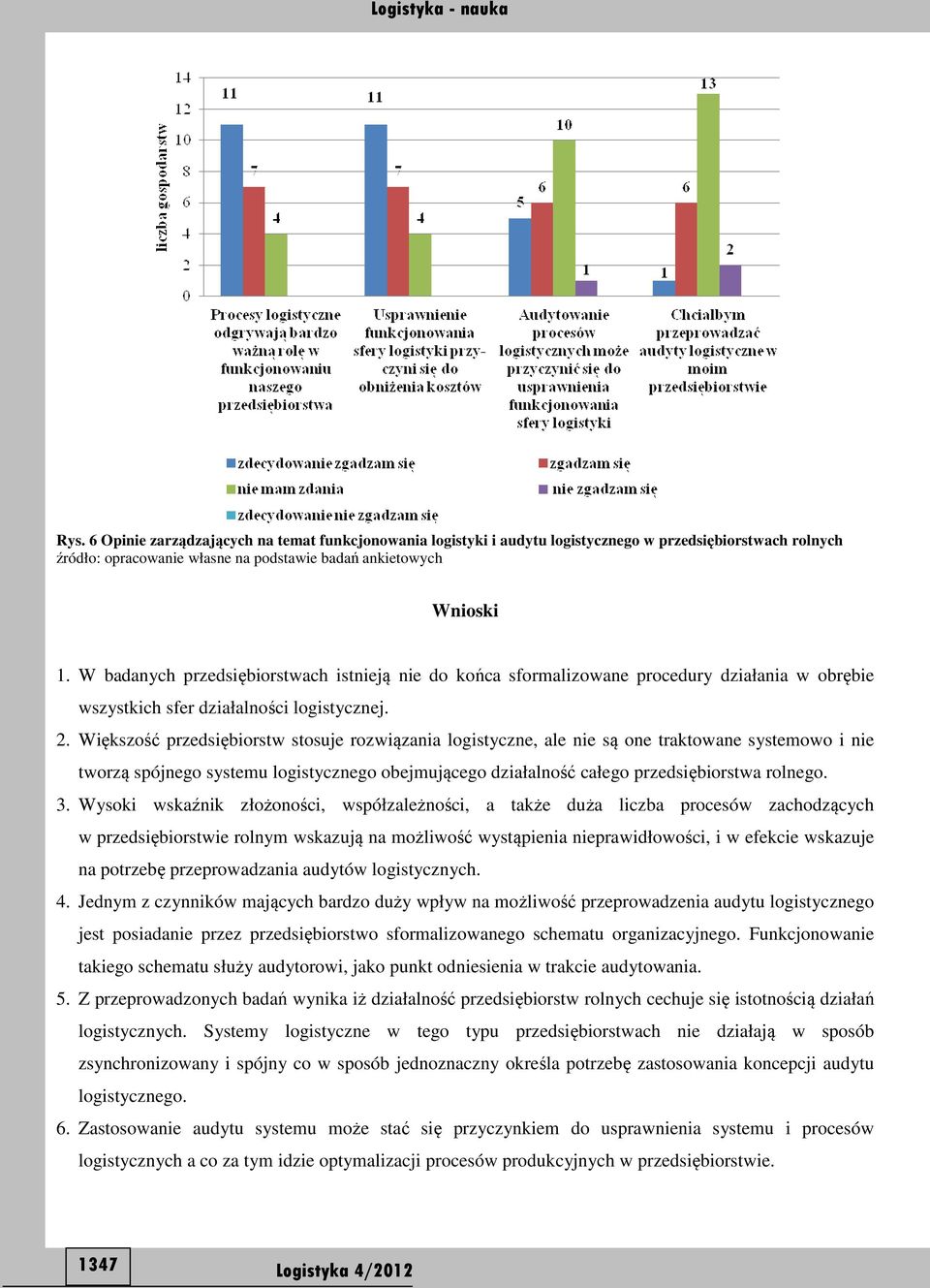 Większość przedsiębiorstw stosuje rozwiązania logistyczne, ale nie są one traktowane systemowo i nie tworzą spójnego systemu logistycznego obejmującego działalność całego przedsiębiorstwa rolnego. 3.