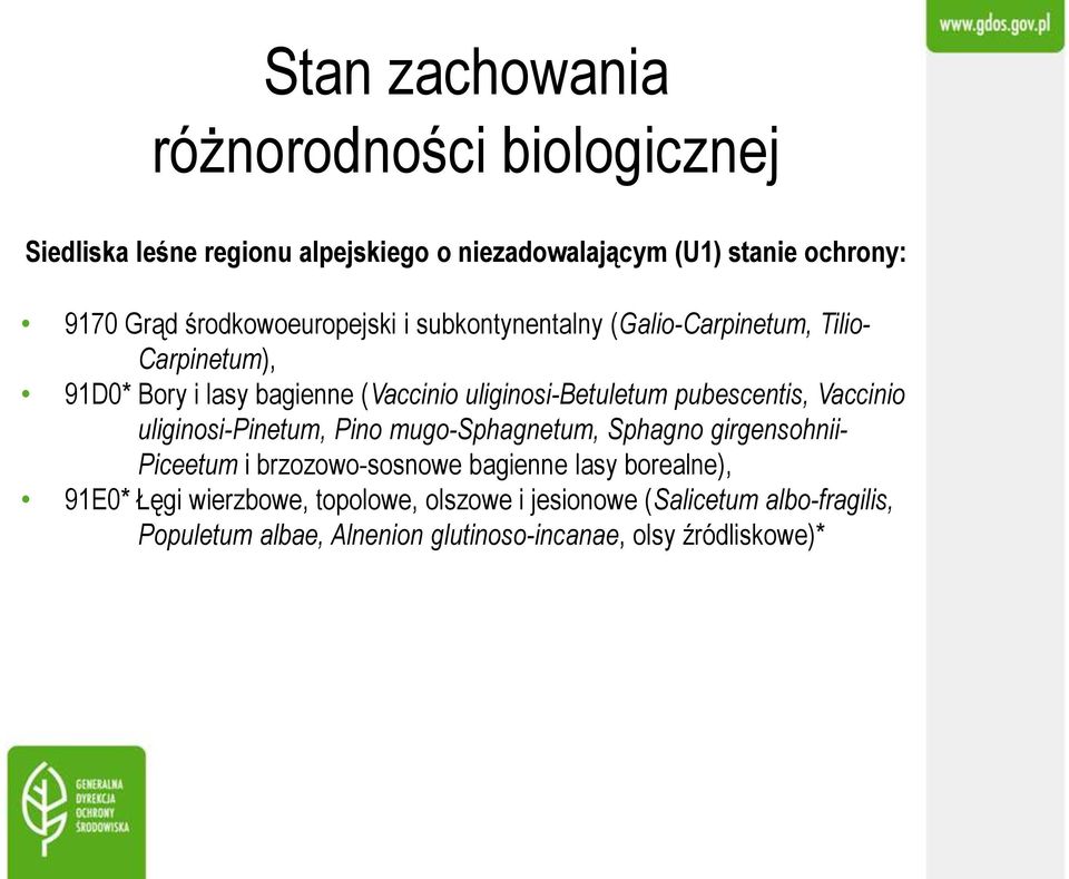 pubescentis, Vaccinio uliginosi-pinetum, Pino mugo-sphagnetum, Sphagno girgensohnii- Piceetum i brzozowo-sosnowe bagienne lasy