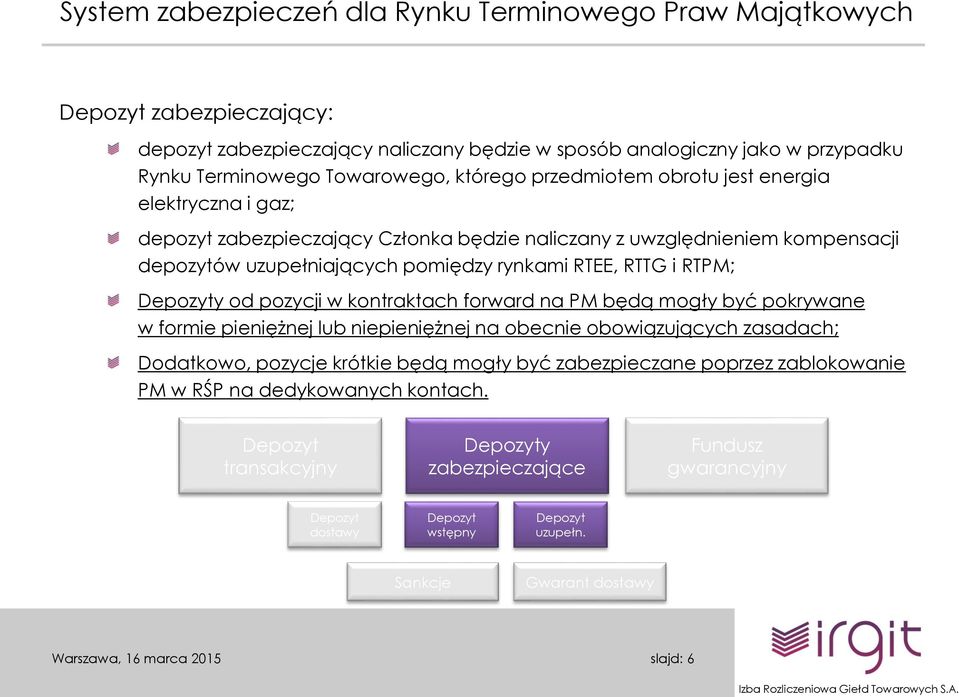 pomiędzy rynkami RTEE, RTTG i RTPM; y od pozycji w kontraktach forward na PM będą mogły być pokrywane w formie pieniężnej lub niepieniężnej na