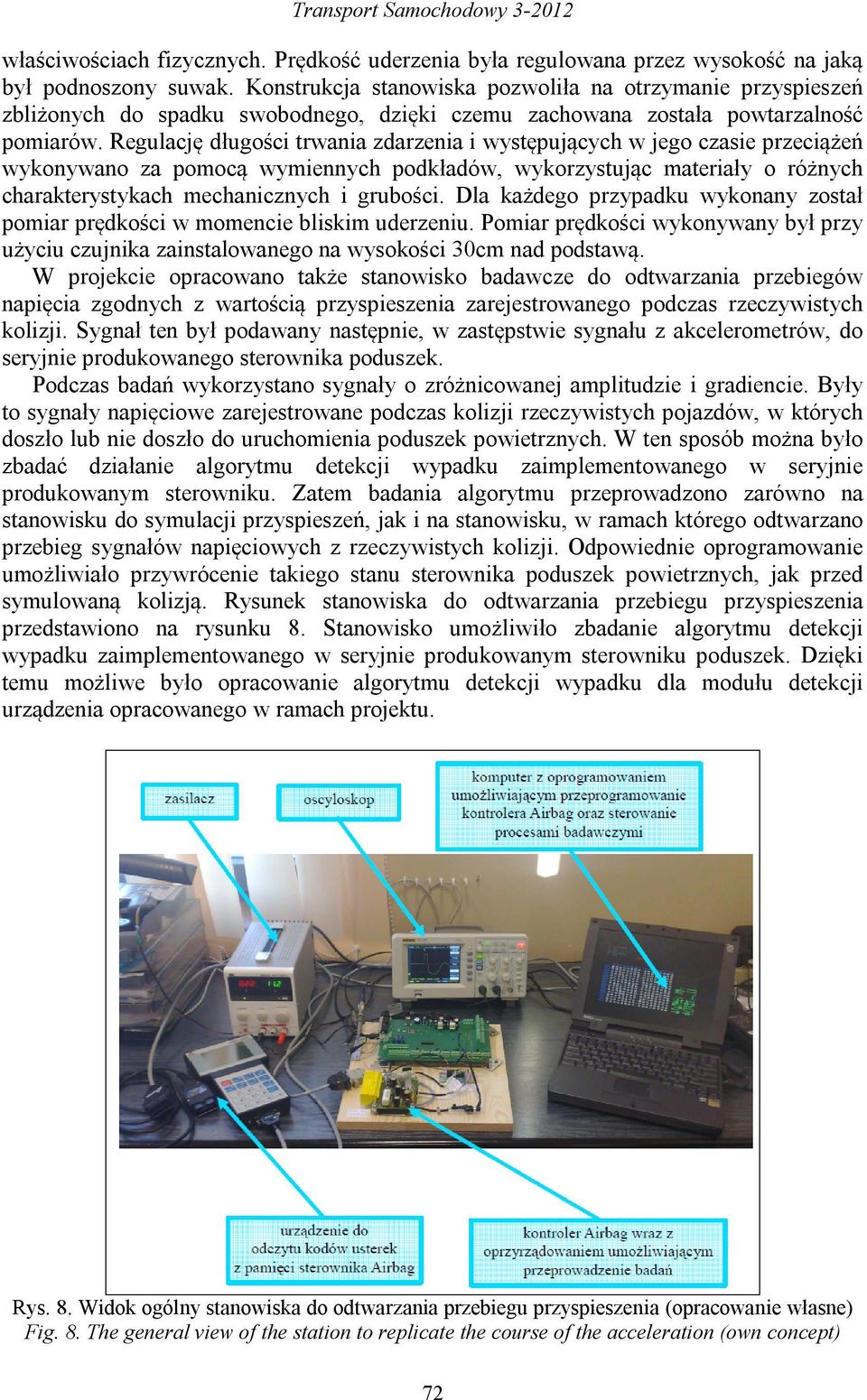 Regulację długości trwania zdarzenia i występujących w jego czasie przeciążeń wykonywano za pomocą wymiennych podkładów, wykorzystując materiały o różnych charakterystykach mechanicznych i grubości.