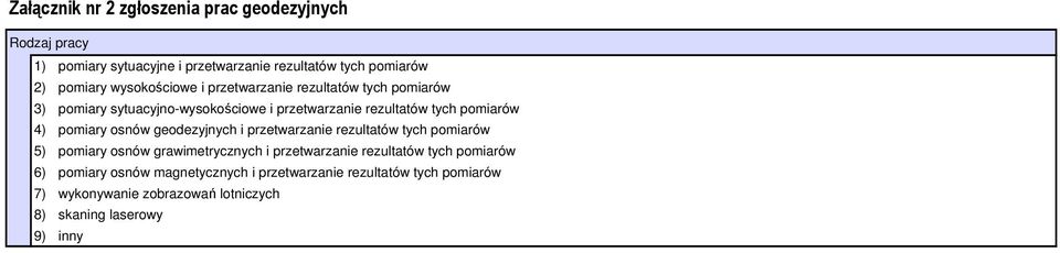 pomiary osnów geodezyjnych i przetwarzanie rezultatów tych pomiarów 5) pomiary osnów grawimetrycznych i przetwarzanie rezultatów tych