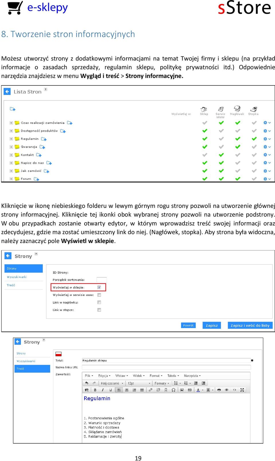 Kliknięcie w ikonę niebieskiego folderu w lewym górnym rogu strony pozwoli na utworzenie głównej strony informacyjnej.