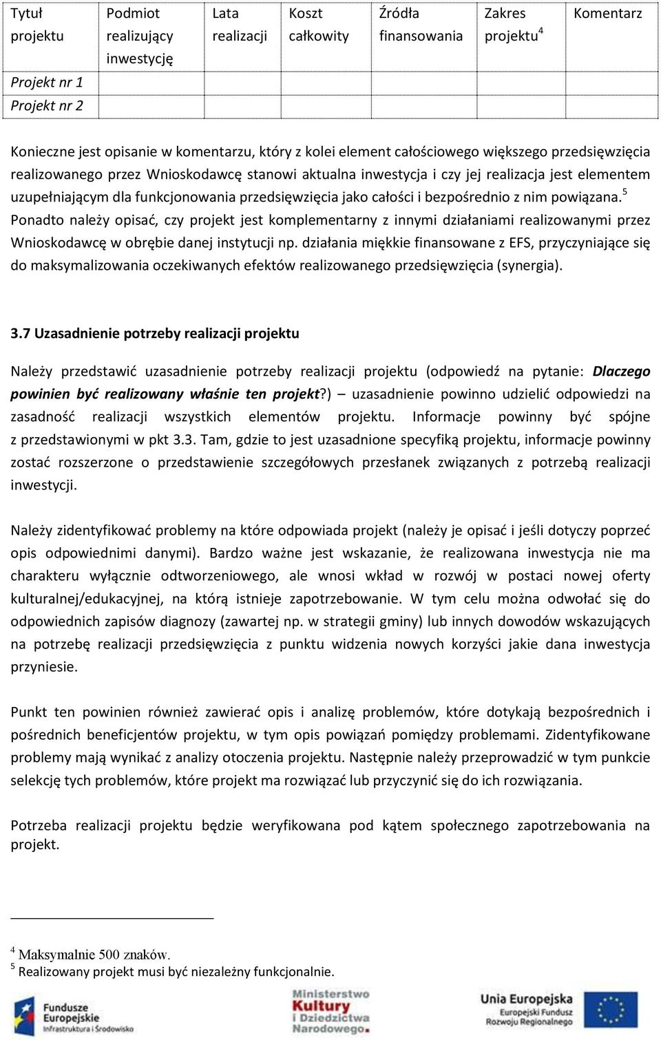 jako całości i bezpośrednio z nim powiązana. 5 Ponadto należy opisać, czy projekt jest komplementarny z innymi działaniami realizowanymi przez Wnioskodawcę w obrębie danej instytucji np.