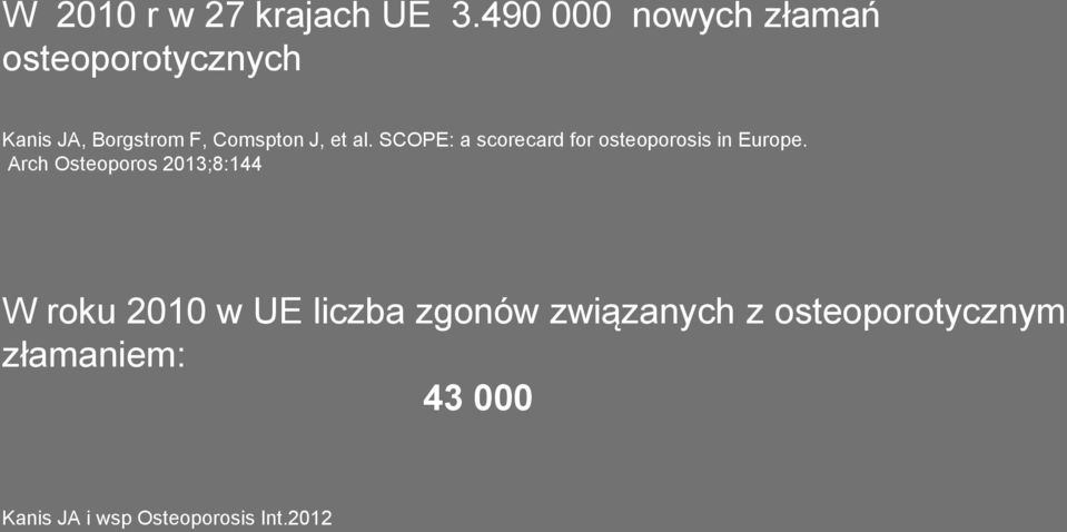 et al. SCOPE: a scorecard for osteoporosis in Europe.