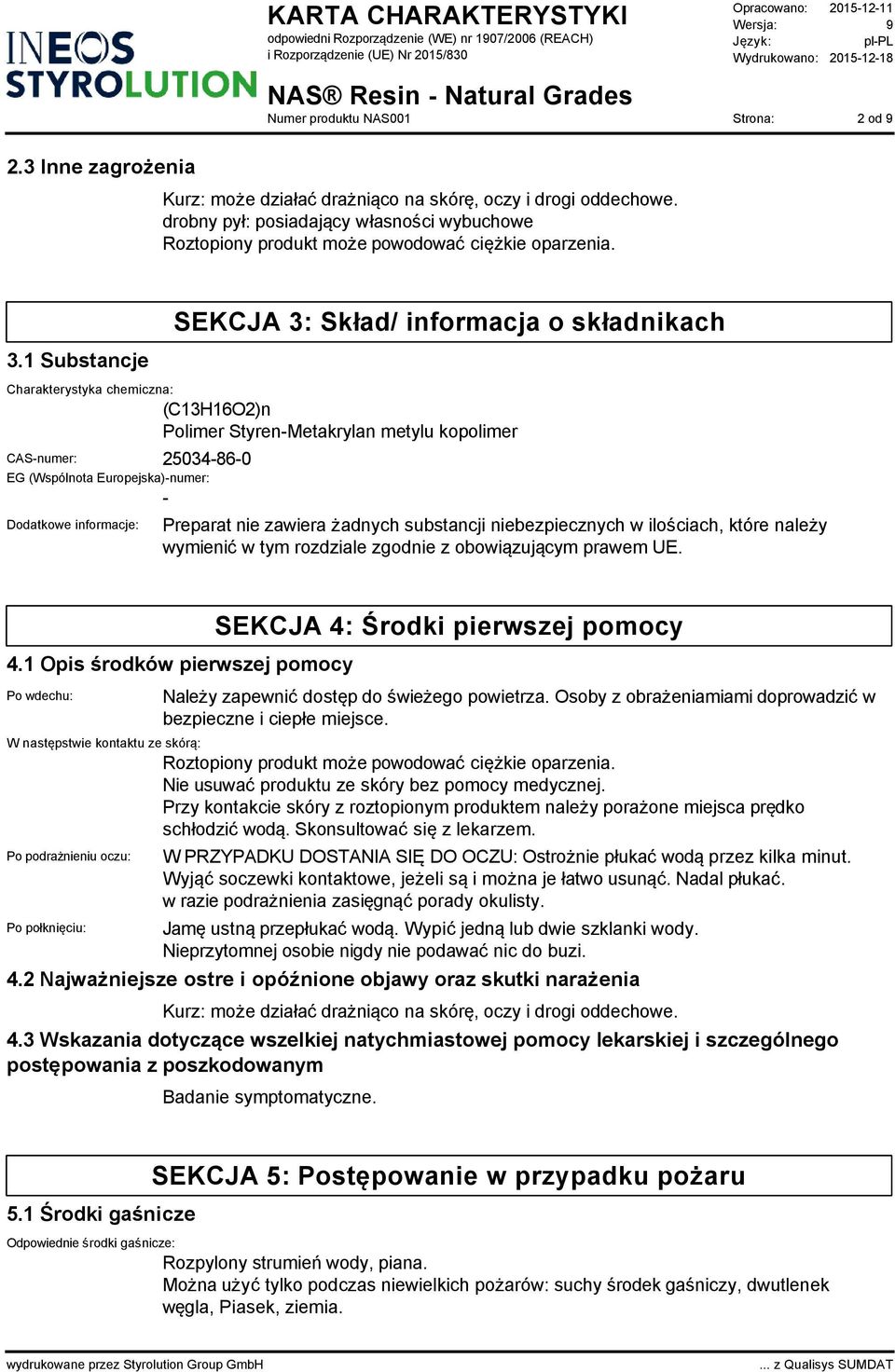 Dodatkowe informacje: Preparat nie zawiera żadnych substancji niebezpiecznych w ilościach, które należy wymienić w tym rozdziale zgodnie z obowiązującym prawem UE. 4.