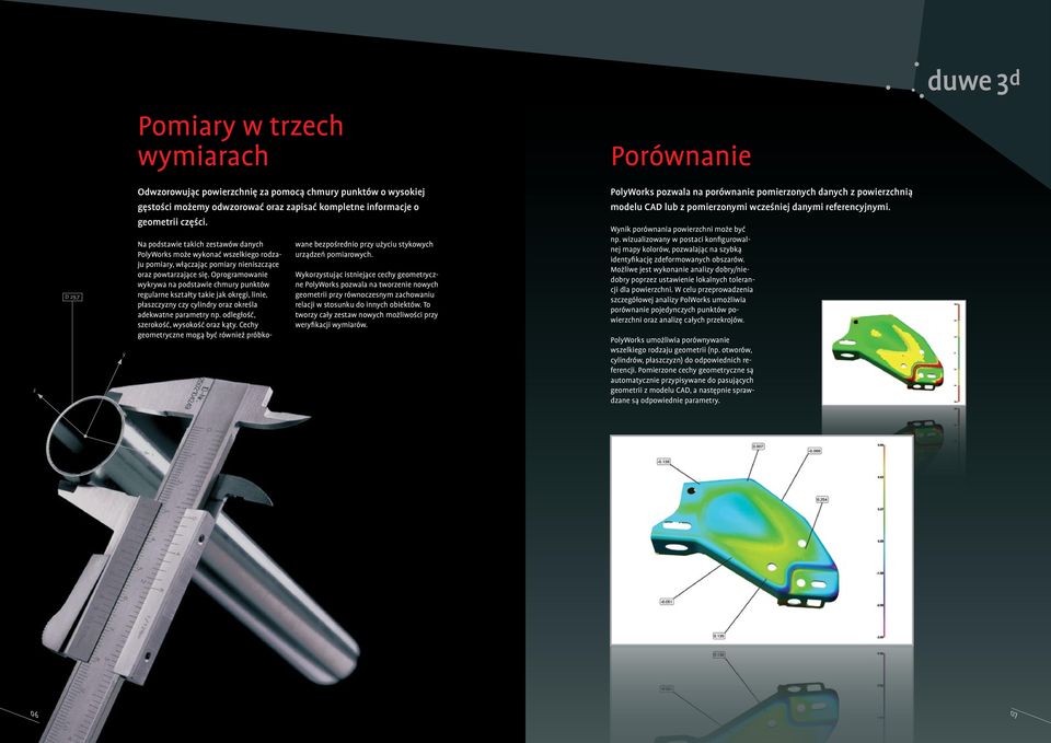 Oprogramowanie wykrywa na podstawie chmury punktów regularne kształty takie jak okręgi, linie, płaszczyzny czy cylindry oraz określa adekwatne parametry np. odległość, szerokość, wysokość oraz kąty.