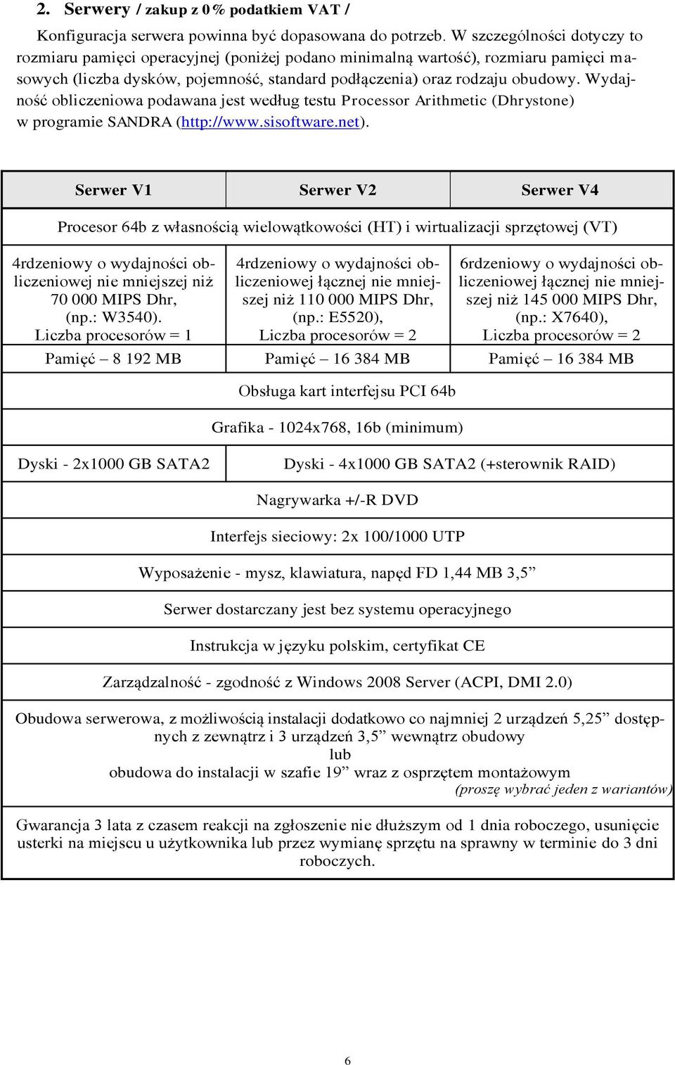 Wydajność obliczeniowa podawana jest według testu Processor Arithmetic (Dhrystone) w programie SANDRA (http://www.sisoftware.net).