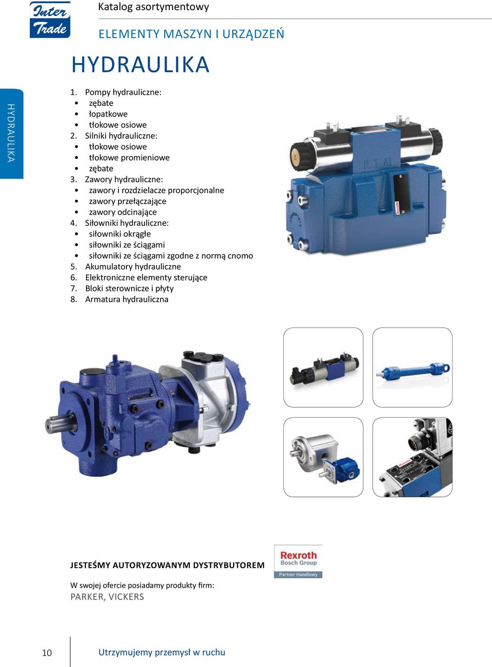 siłowniki hydrauliczne: siłowniki okrągłe siłowniki ze ściągami siłowniki ze ściągami zgodne z normą cnomo 5. akumulatory hydrauliczne 6.