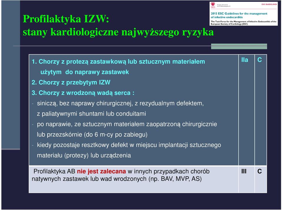 horzy z wrodzoną wadą serca : - siniczą, bez naprawy chirurgicznej, z rezydualnym defektem, z paliatywnymi shuntami lub conduitami - po naprawie, ze sztucznym