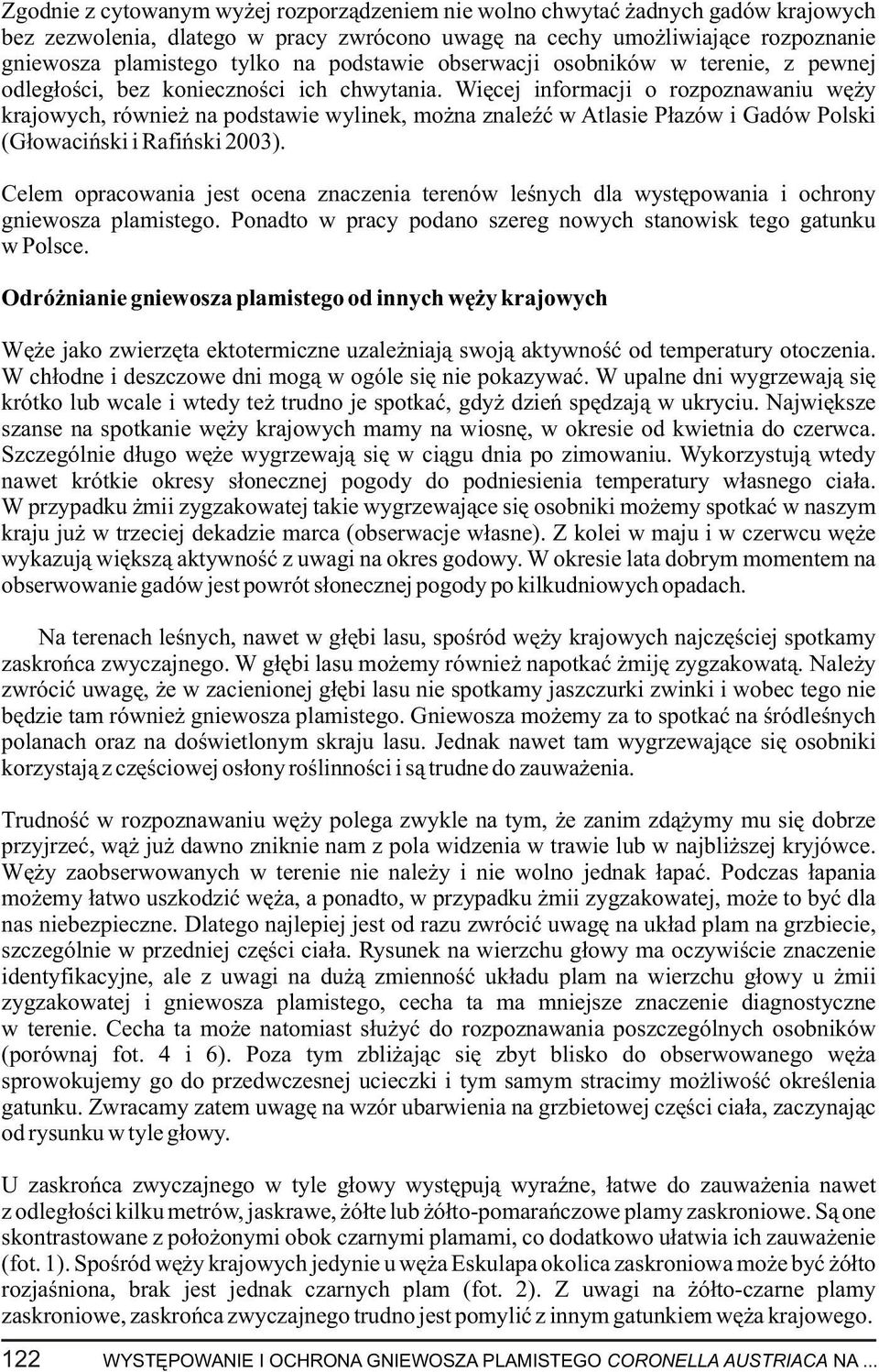 Wiêcej informacji o rozpoznawaniu wê y krajowych, równie na podstawie wylinek, mo na znaleÿæ w Atlasie P³azów i Gadów Polski (G³owaciñski i Rafiñski 2003).