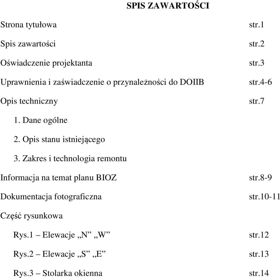 Opis stanu istniejącego 3.