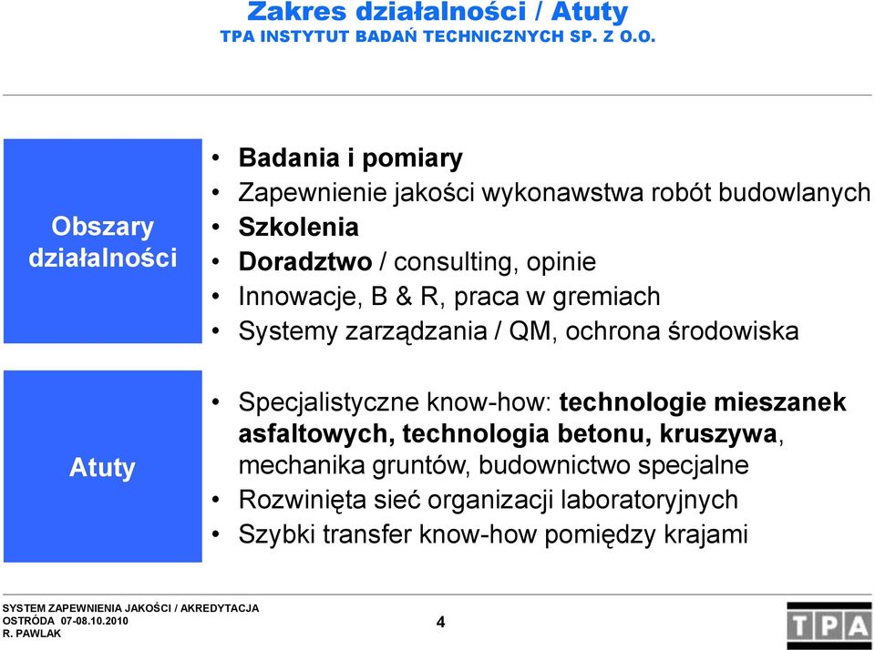 consulting, opinie Innowacje, B & R, praca w gremiach Systemy zarządzania / QM, ochrona środowiska Specjalistyczne know-how: