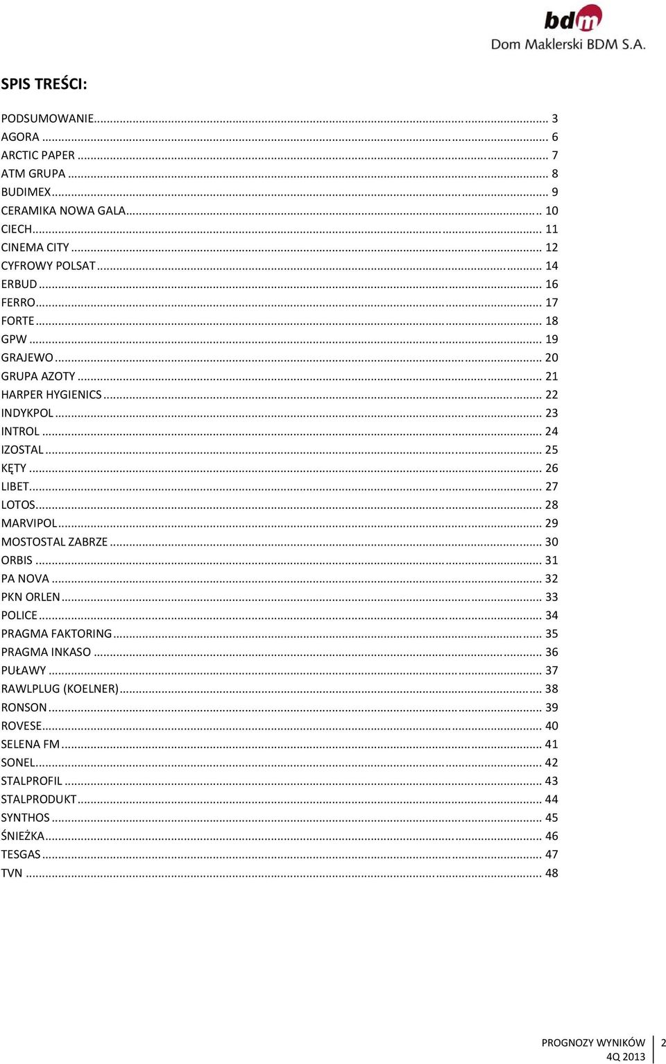 .. 27 LOTOS... 28 MARVIPOL... 29 MOSTOSTAL ZABRZE... 30 ORBIS... 31 PA NOVA... 32 PKN ORLEN... 33 POLICE... 34 PRAGMA FAKTORING... 35 PRAGMA INKASO... 36 PUŁAWY.