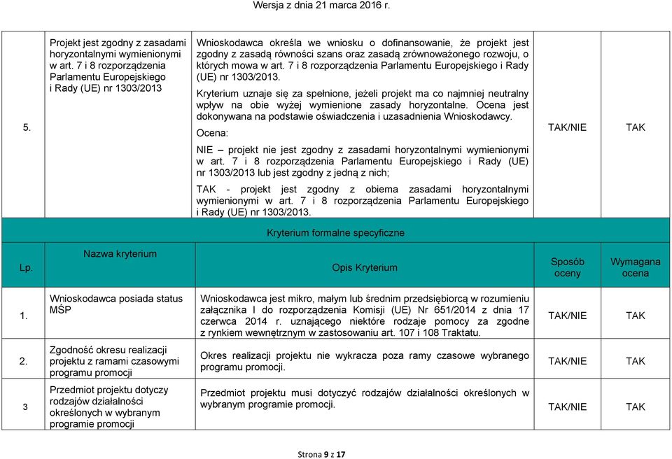 rozwoju, o których mowa w art. 7 i 8 rozporządzenia Parlamentu Europejskiego i Rady (UE) nr 1303/2013.