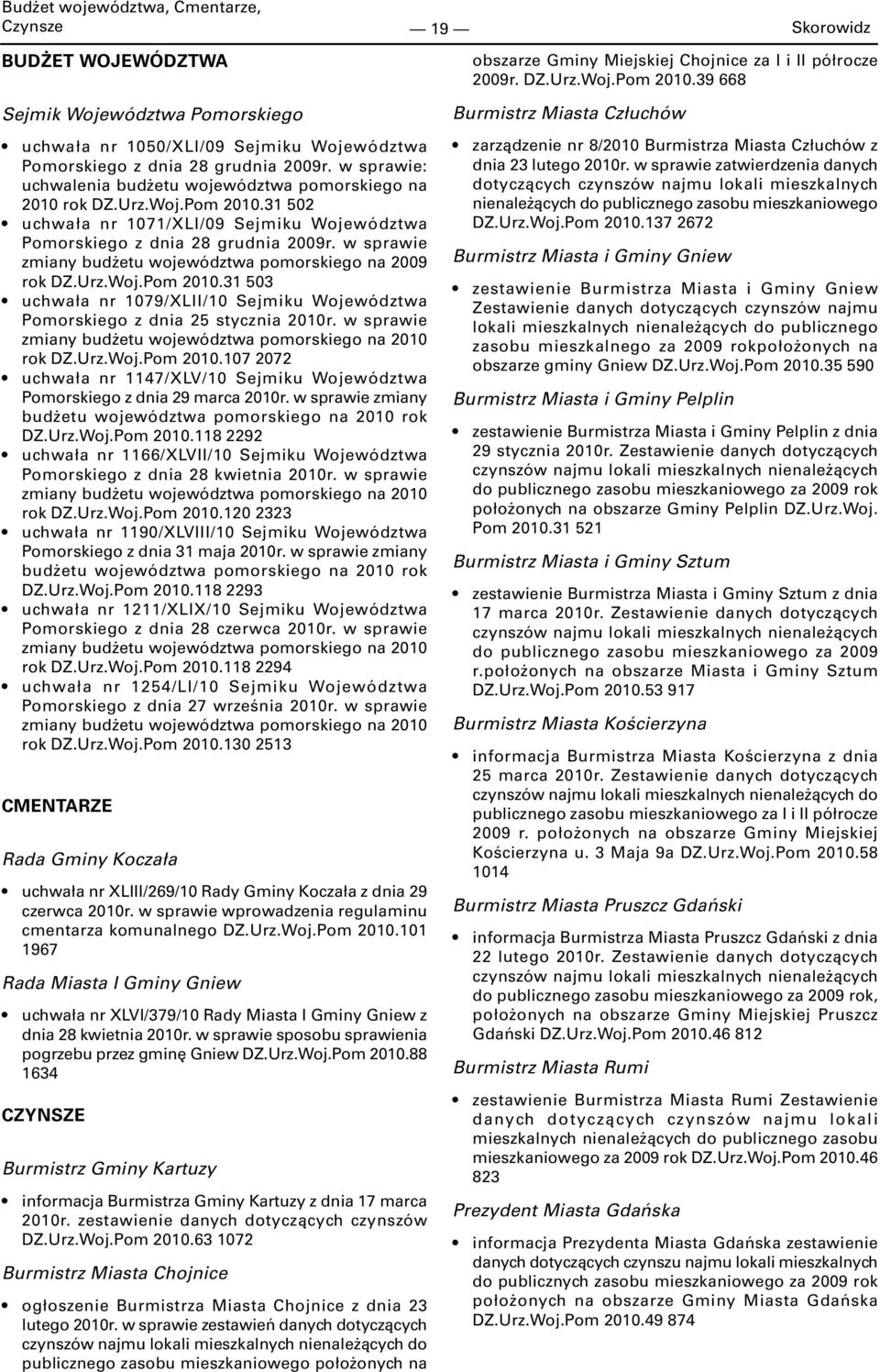 31 502 uchwała nr 1071/XLI/09 Sejmiku Województwa Pomorskiego z dnia 28 grudnia 2009r. w sprawie zmiany budżetu województwa pomorskiego na 2009 rok DZ.Urz.Woj.Pom 2010.