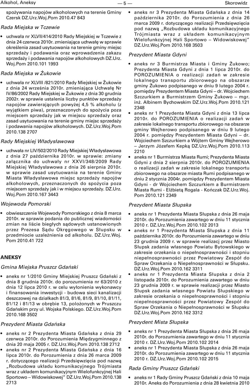 101 1993 Rada Miejska w Żukowie uchwała nr XLVIII /821/2010 Rady Miejskiej w Żukowie z dnia 24 września 2010r. zmieniająca Uchwałę Nr IV/86/2002 Rady Miejskiej w Żukowie z dnia 30 grudnia 2002r.