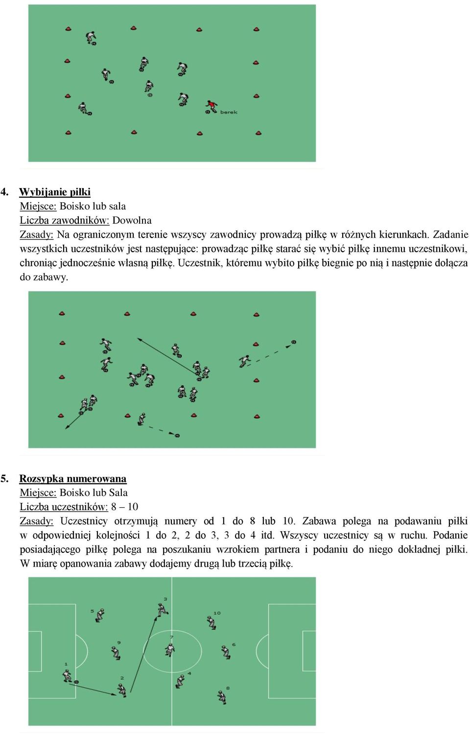 Uczestnik, któremu wybito piłkę biegnie po nią i następnie dołącza do zabawy. 5.