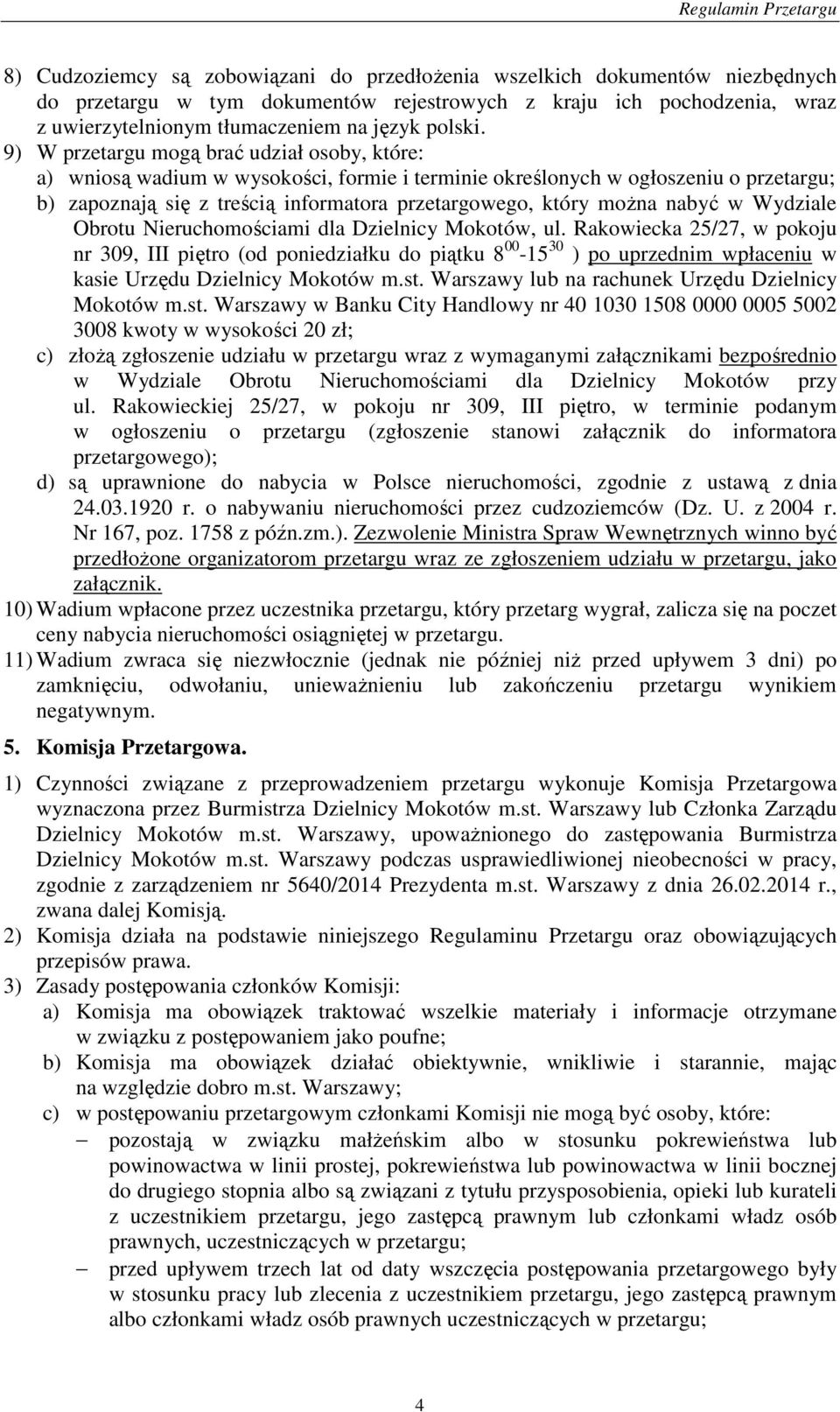 nabyć w Wydziale Obrotu Nieruchomościami dla Dzielnicy Mokotów, ul.