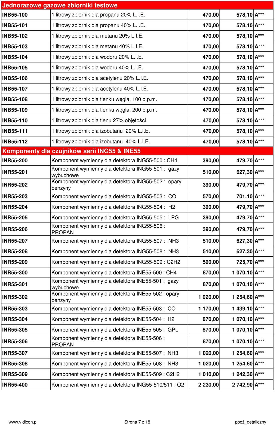 I.E. 470,00 578,10 A*** INB55-106 1 litrowy zbiornik dla acetylenu 20% L.I.E. 470,00 578,10 A*** INB55-107 1 litrowy zbiornik dla acetylenu 40% L.I.E. 470,00 578,10 A*** INB55-108 1 litrowy zbiornik dla tlenku węgla, 100 p.