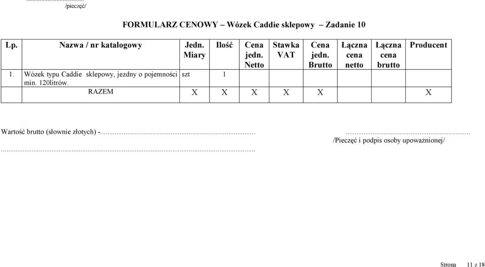 Wózek typu Caddie sklepowy, jezdny o