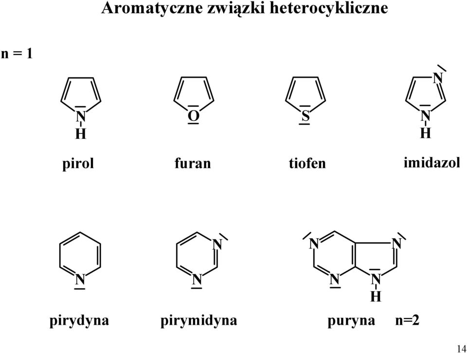 pirol furan tiofen imidazol N N