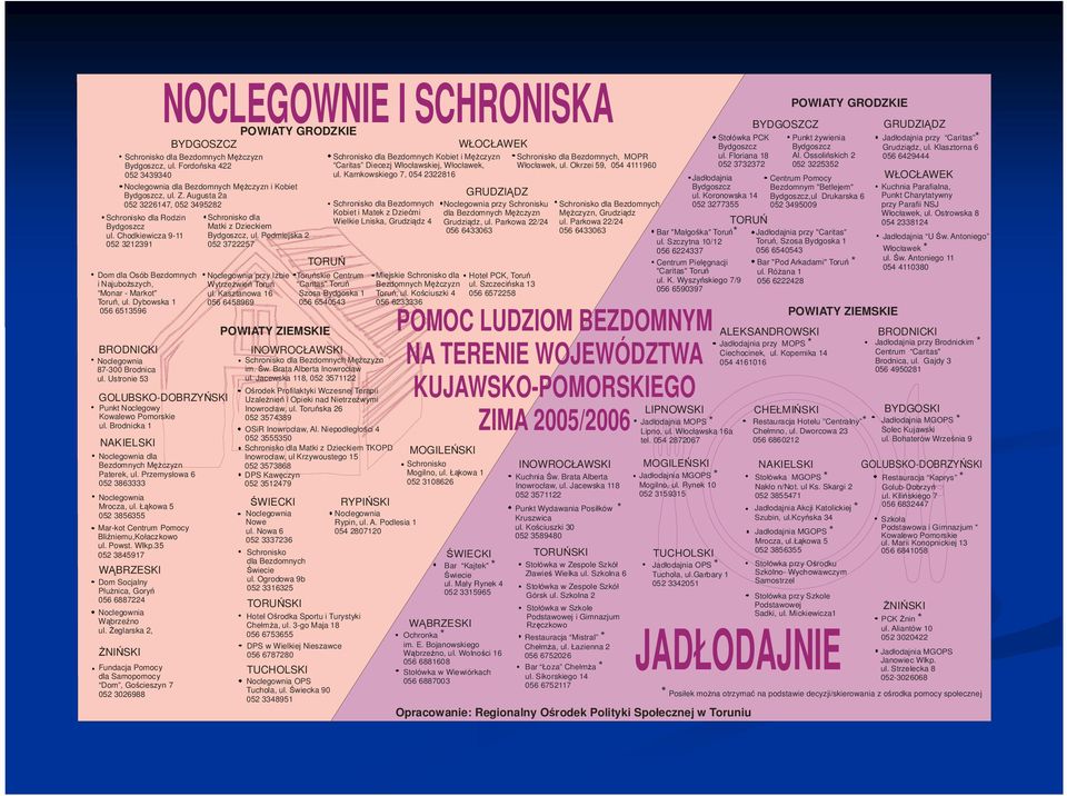 Dybowska 1 056 6513596 BRODNICKI Noclegownia 87-300 Brodnica ul. Ustronie 53 GOLUBSKO-DOBRZYŃSKI Punkt Noclegowy Kowalewo Pomorskie ul.