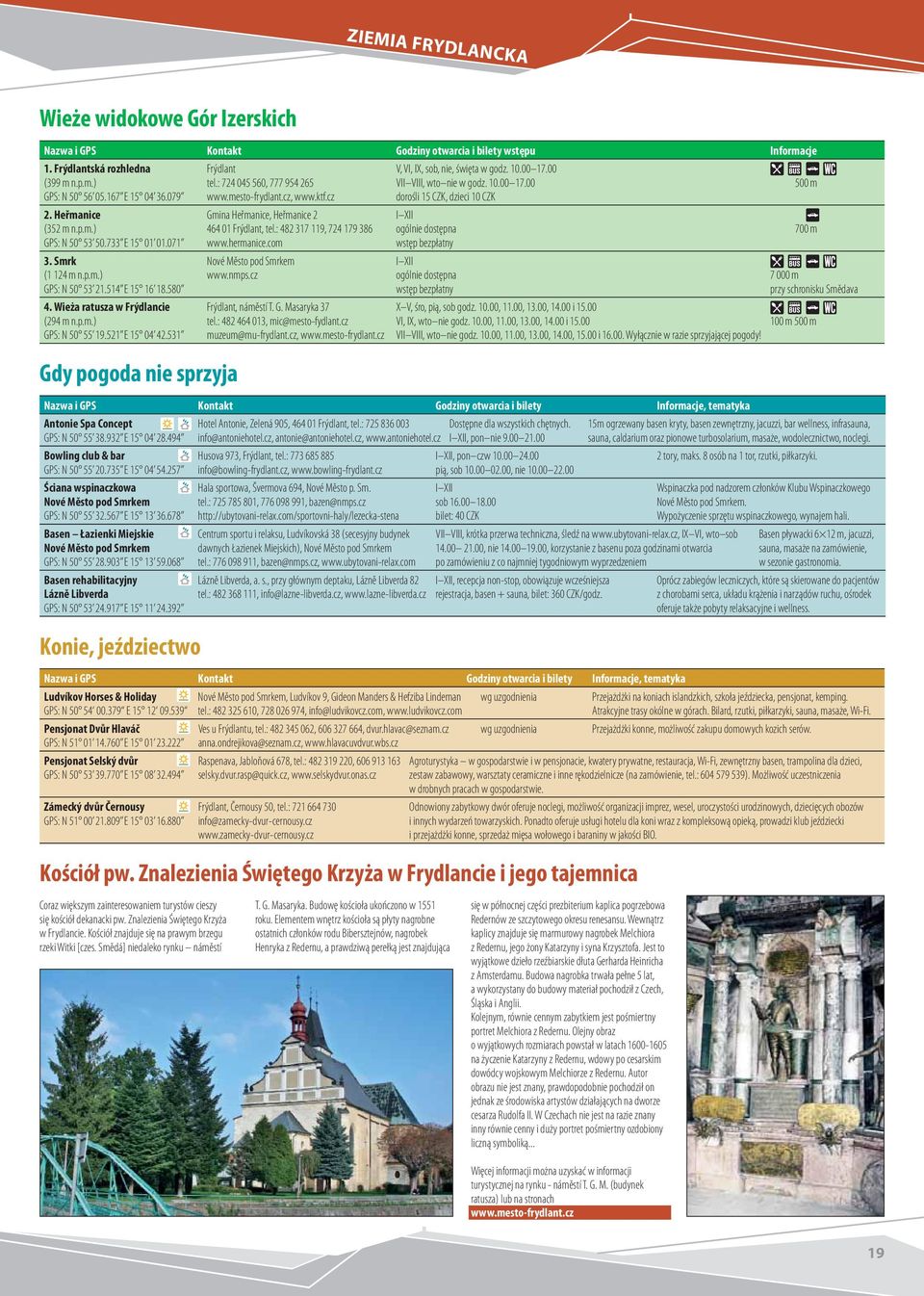 jeździectwo Frýdlant tel: 724 045 560, 777 954 265 wwwmesto-frydlantcz, wwwktfcz Gmina Heřmanice, Heřmanice 2 464 01 Frýdlant, tel: 482 317 119, 724 179 386 wwwhermanicecom Nové Město pod mrkem