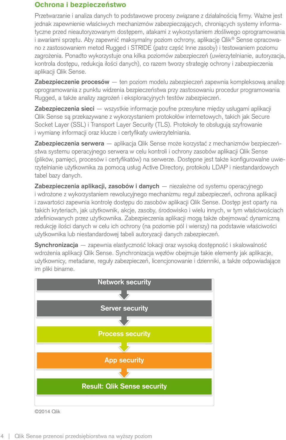 awariami sprzętu. Aby zapewnić maksymalny poziom ochrony, aplikację Qlik Sense opracowano z zastosowaniem metod Rugged i STRIDE (patrz część Inne zasoby) i testowaniem poziomu zagrożenia.