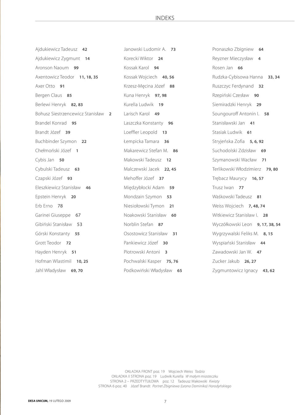 Stanisław 53 Górski Konstanty 55 Grott Teodor 72 Hayden Henryk 51 Hofman Wlastimil 10, 25 Jahl Władysław 69, 70 Janowski Ludomir A.