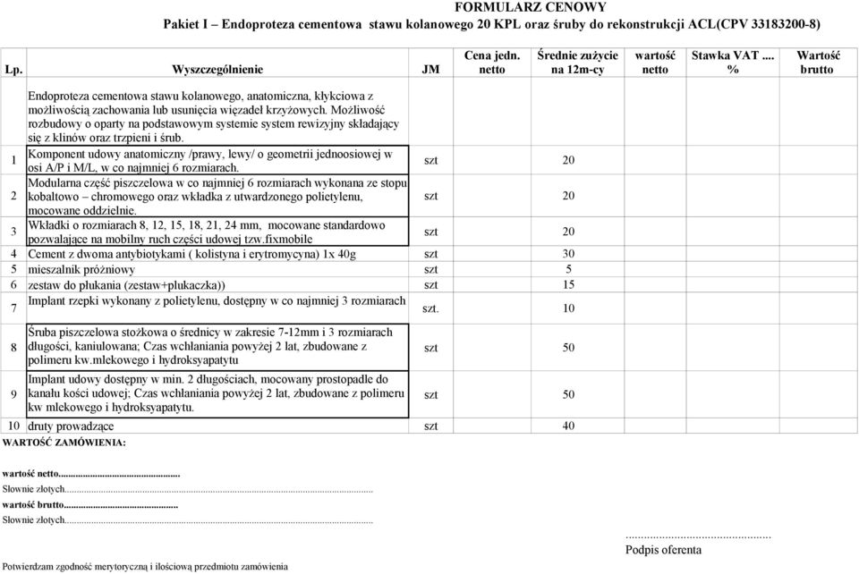 Możliwość rozbudowy o oparty na podstawowym systemie system rewizyjny składający się z klinów oraz trzpieni i śrub.