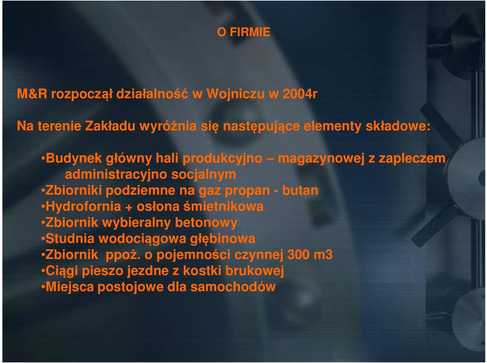 na gaz propan - butan Hydrofornia + os ona mietnikowa Zbiornik wybieralny betonowy Studnia wodoci gowa g