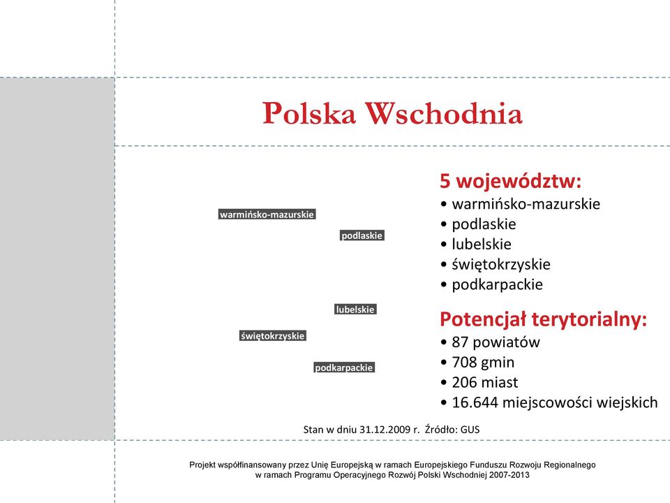 świętokrzyskie podkarpackie Potencjał terytorialny: 87 powiatów 708 gmin