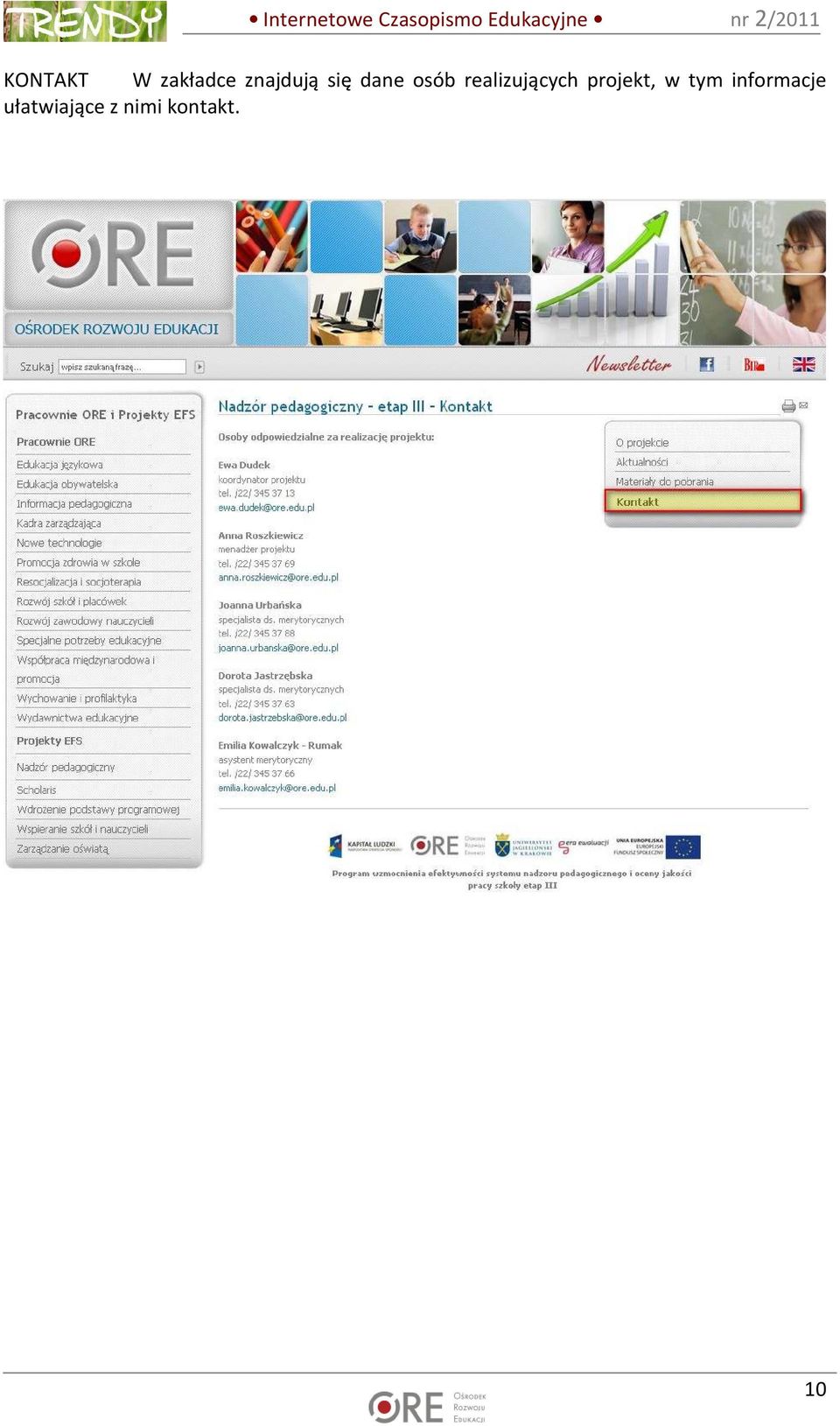 projekt, w tym informacje