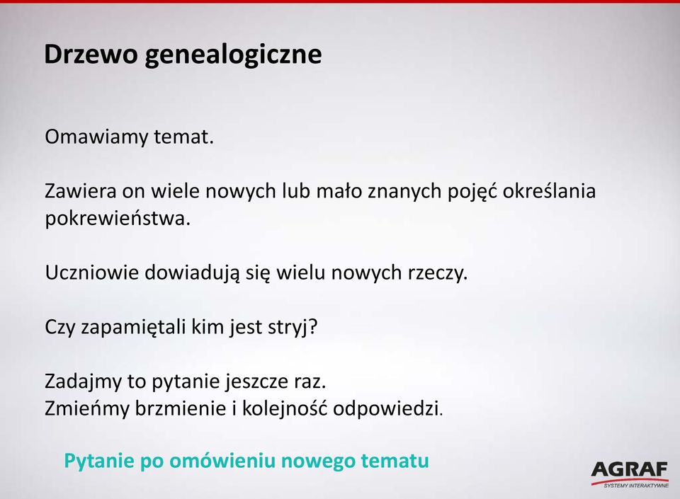 Uczniowie dowiadują się wielu nowych rzeczy.