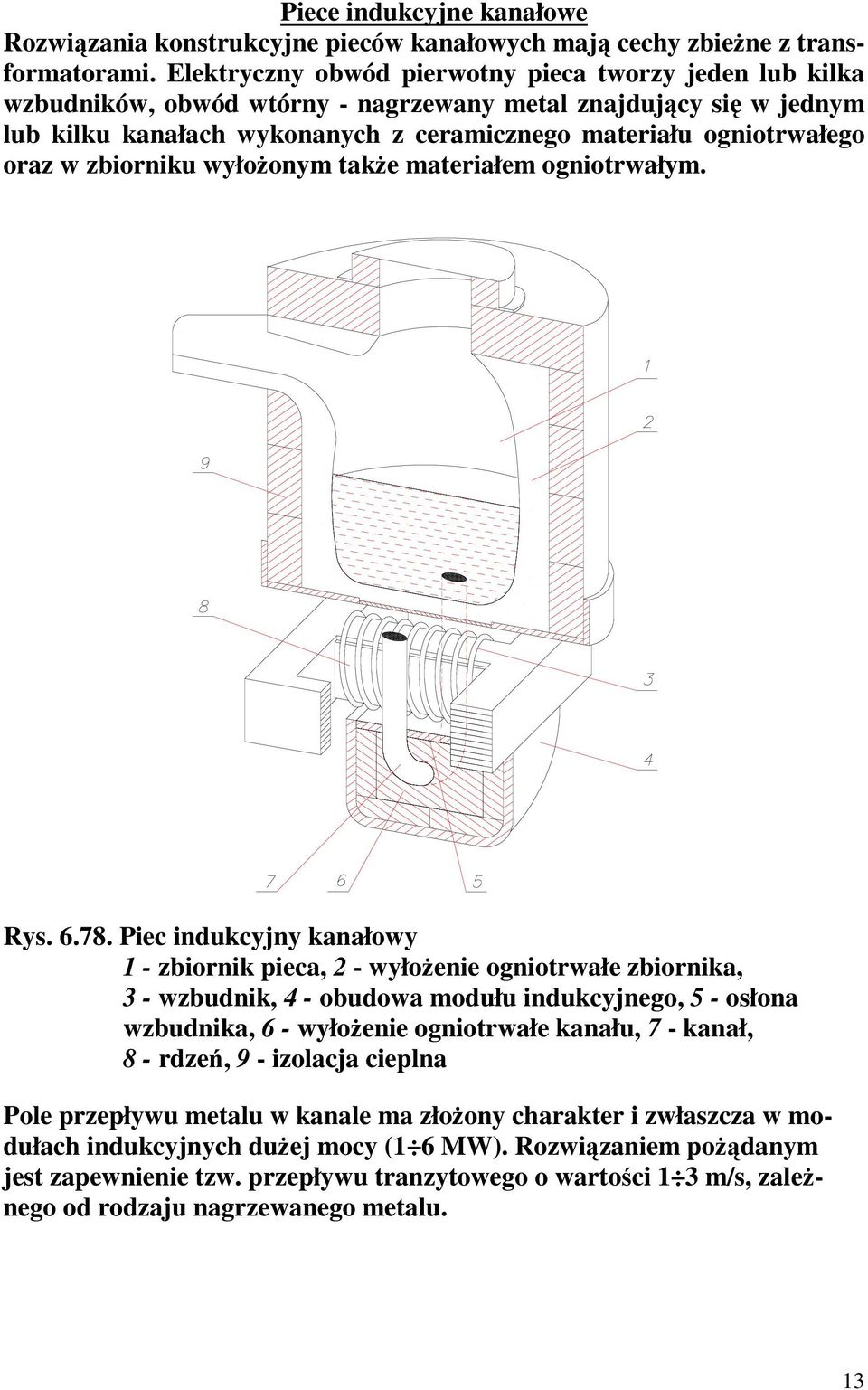 w zbiorniku wyłoŝonym takŝe materiałem ogniotrwałym. Rys. 6.78.