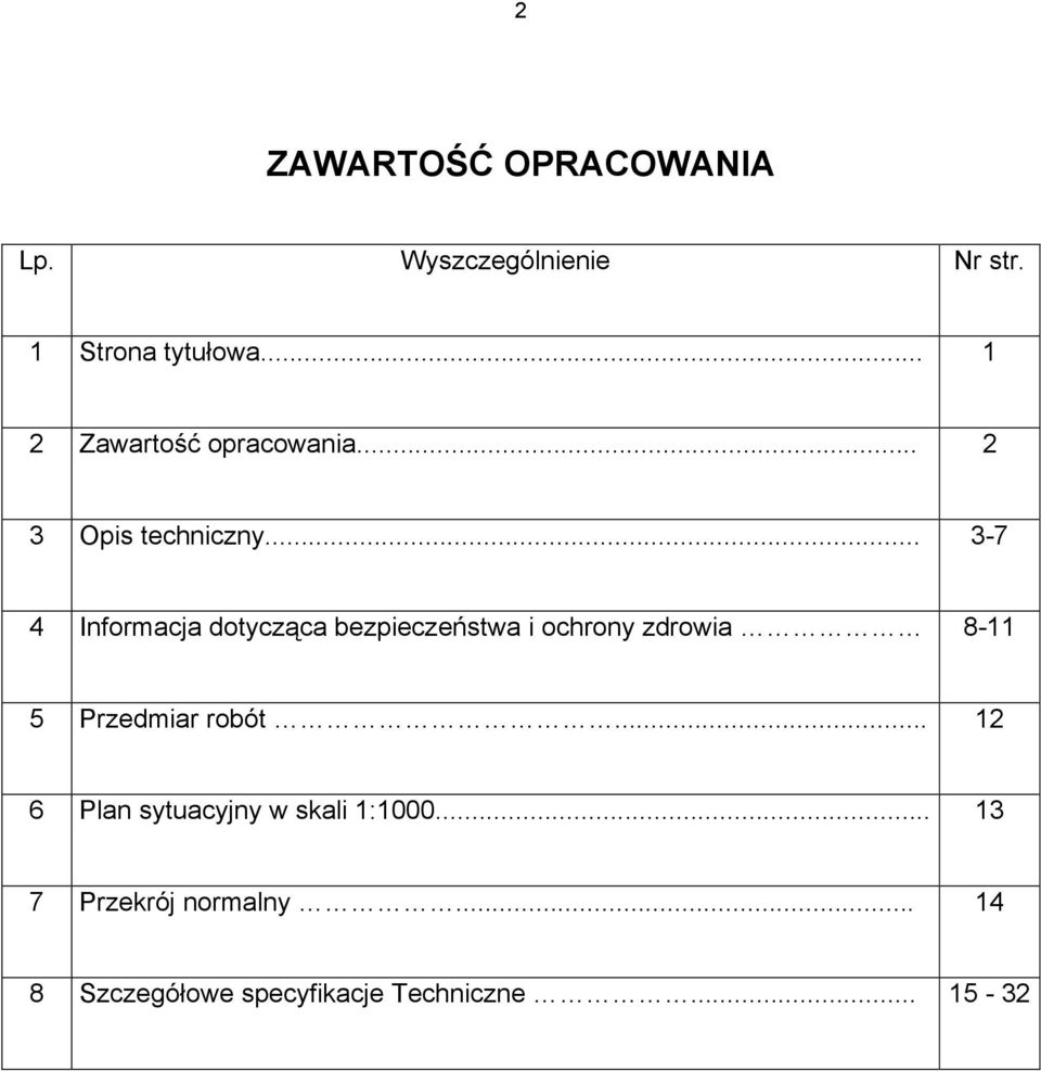 .. 3-7 4 Informacja dotycząca bezpieczeństwa i ochrony zdrowia 8-11 5 Przedmiar