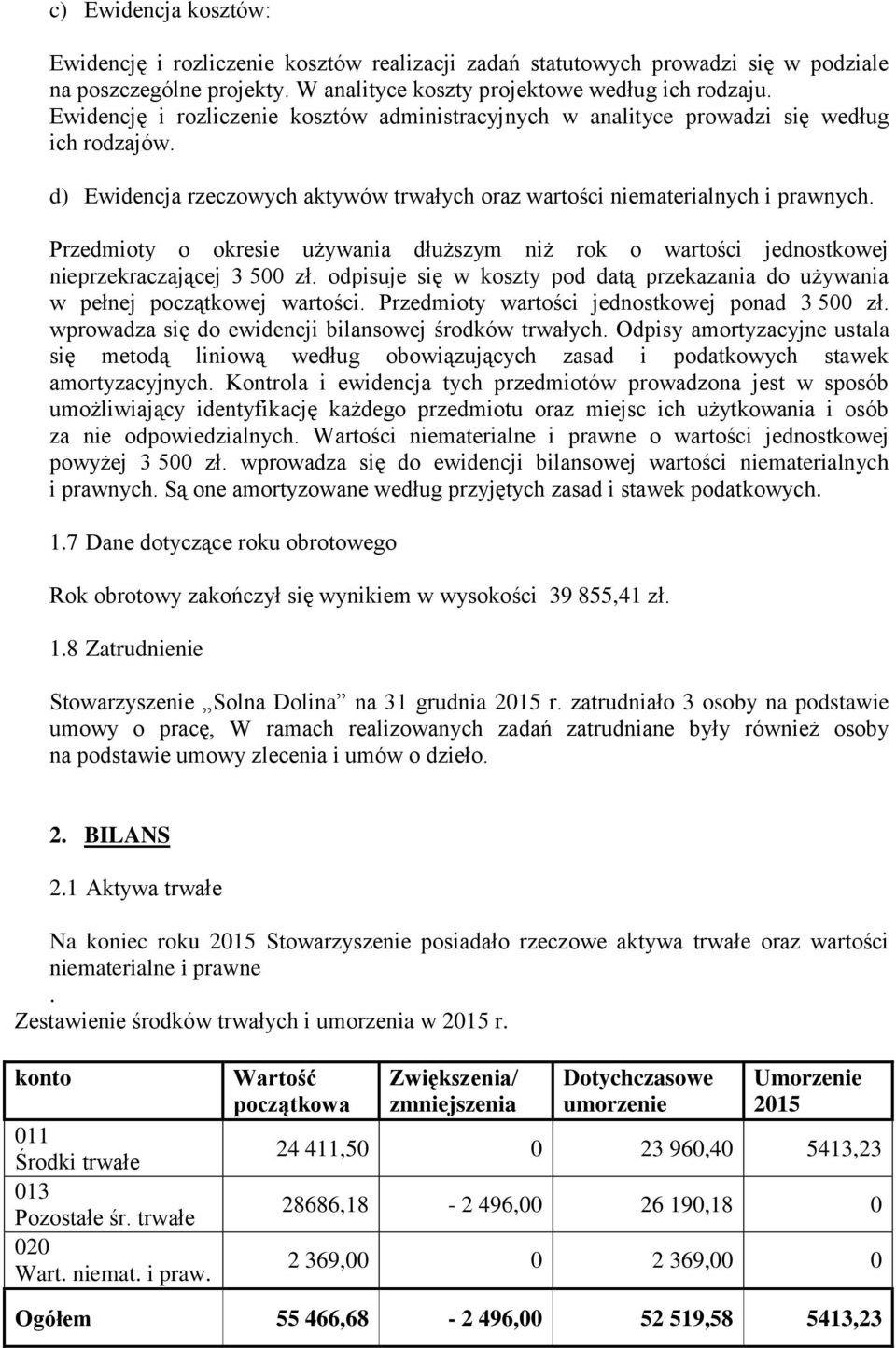 Przedmioty o okresie używania dłuższym niż rok o wartości jednostkowej nieprzekraczającej 3 500 zł. odpisuje się w koszty pod datą przekazania do używania w pełnej początkowej wartości.