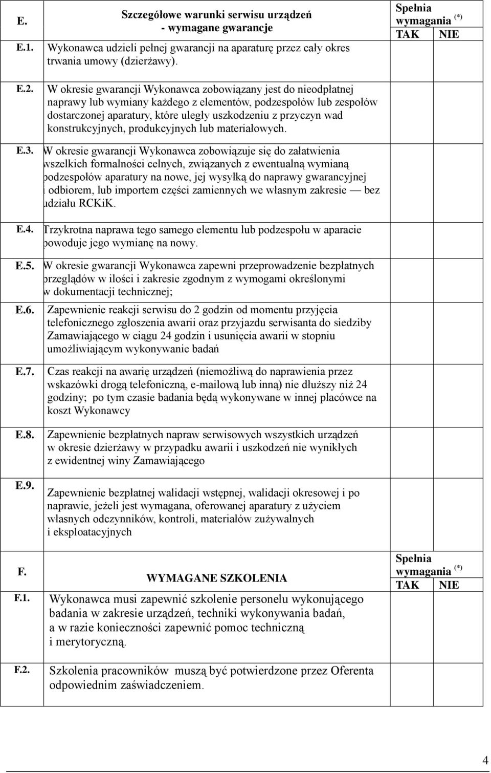 konstrukcyjnych, produkcyjnych lub materiałowych. E.3.