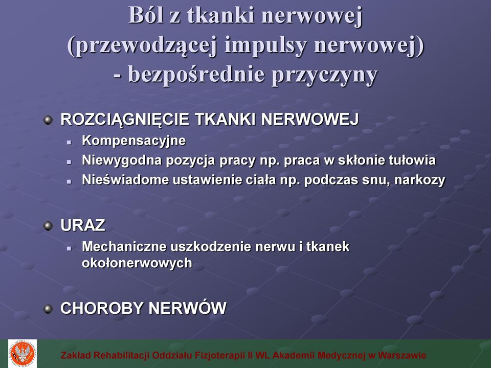 pracy np. praca w skłonie tułowia Nieświadome ustawienie ciała np.