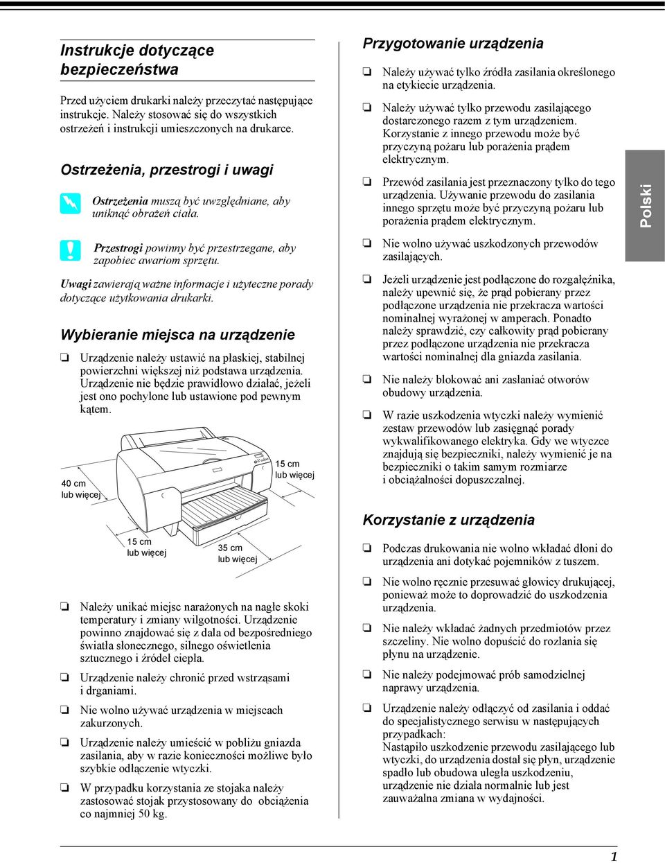 Uwagi zawierają ważne informacje i użyteczne porady dotyczące użytkowania drukarki.