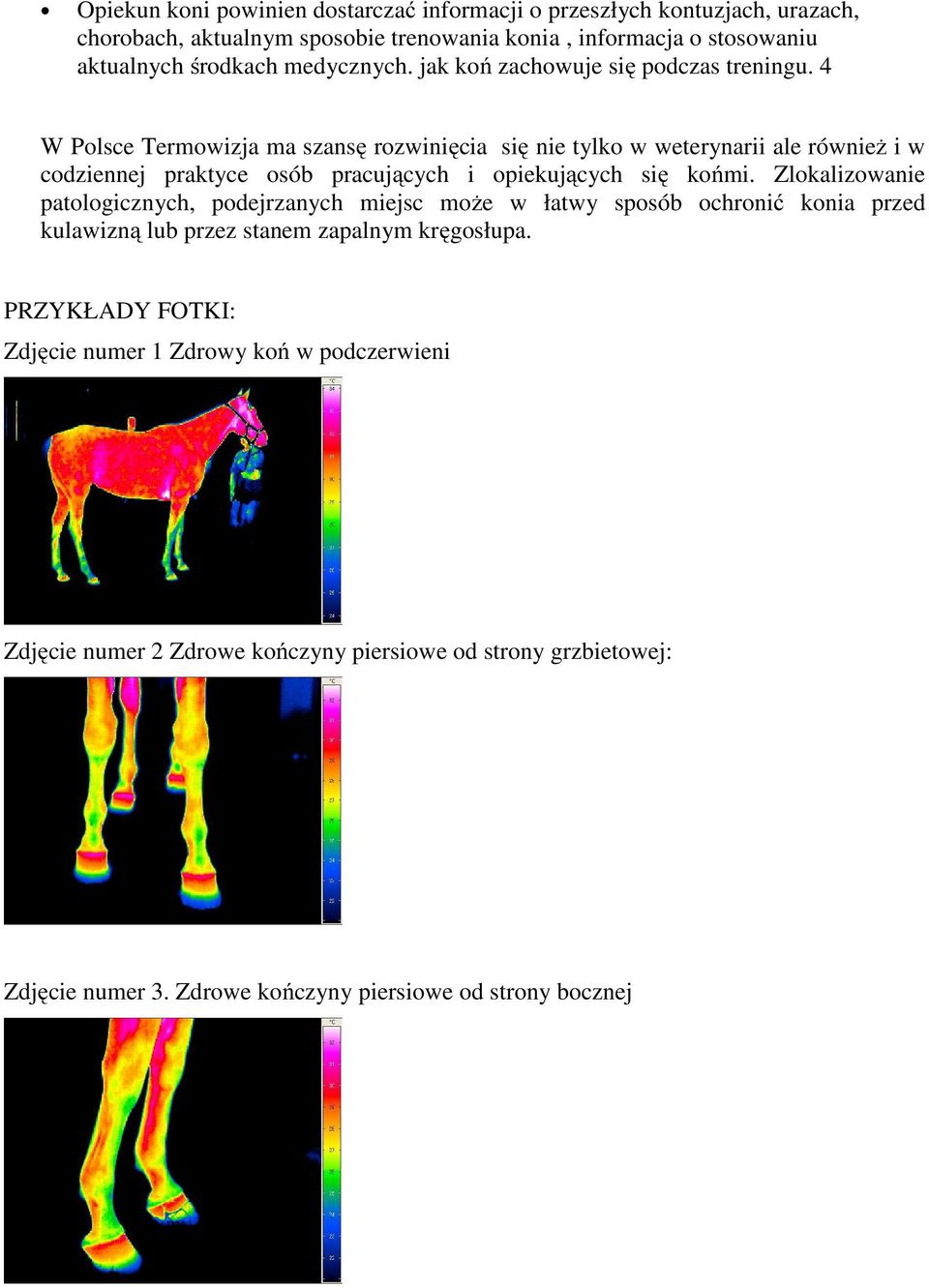 4 W Polsce Termowizja ma szansę rozwinięcia się nie tylko w weterynarii ale równieŝ i w codziennej praktyce osób pracujących i opiekujących się końmi.
