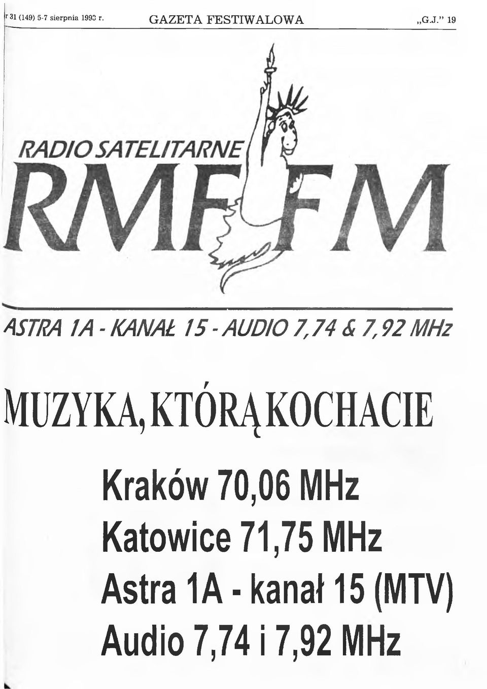 z M U Z Y K A, K T Ó R Ą K O C H A C I E K raków 7 0,0 6 MHz K a