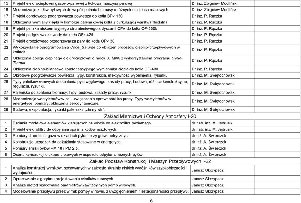 P. Rączka 20 Projekt podgrzewacza wody do kotła OFz-425 Dr inż. P. Rączka 21 Projekt grodziowego przegrzewacza pary do kotła OP-130 Dr inż. P. Rączka 22 Wykorzystanie oprogramowania Code_Saturne do obliczeń procesów cieplno-przepływowych w kotłach.