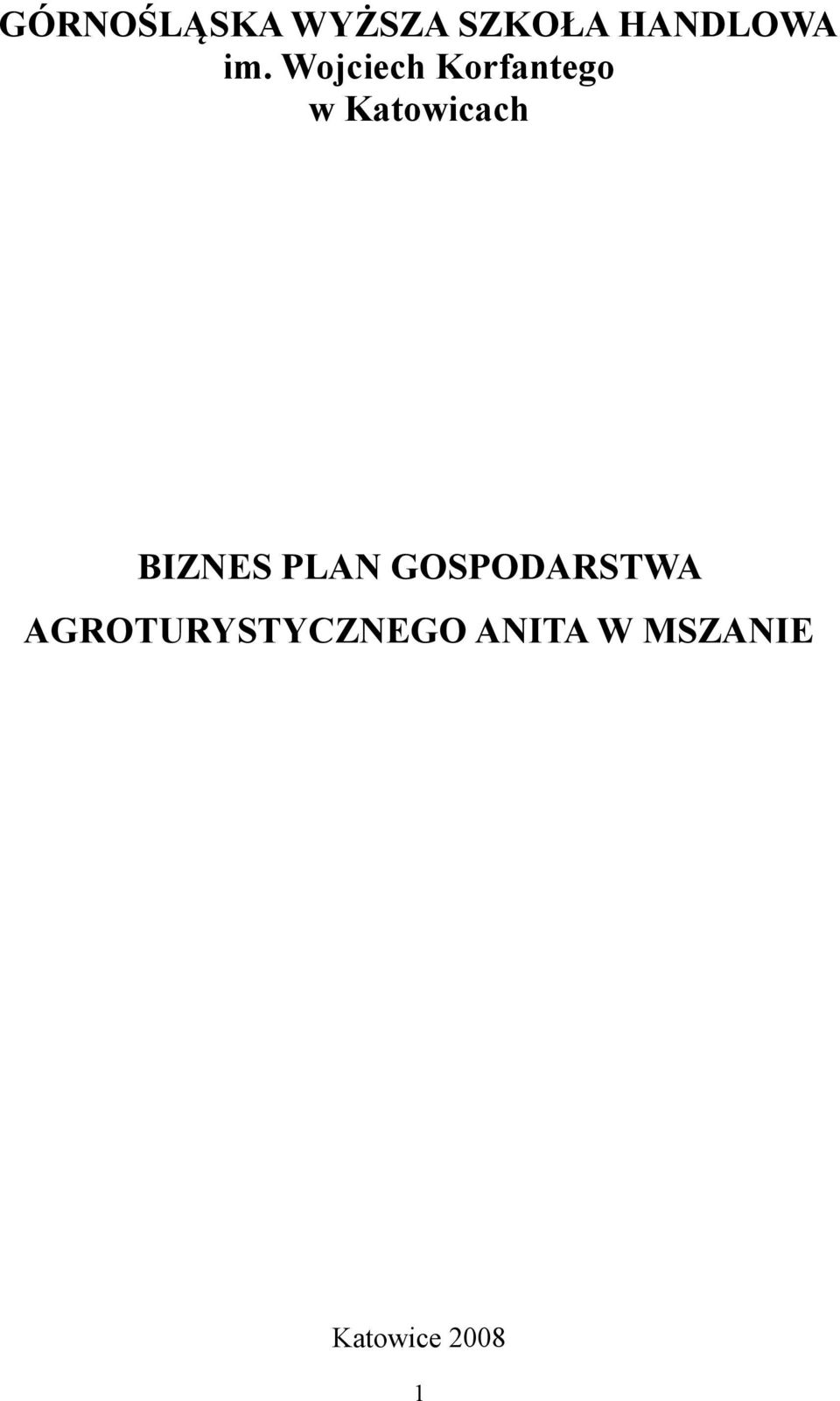 BIZNES PLAN GOSPODARSTWA